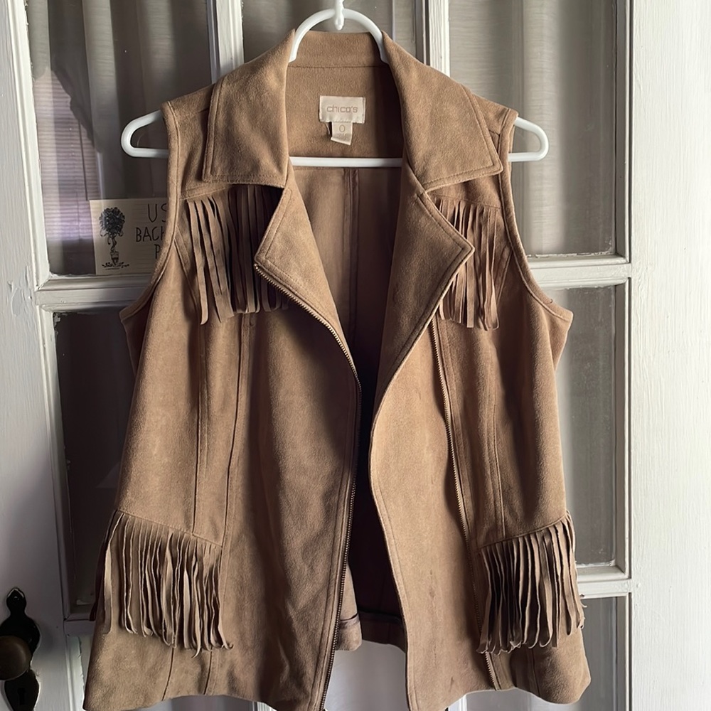 Chico’s fringed zipper vest